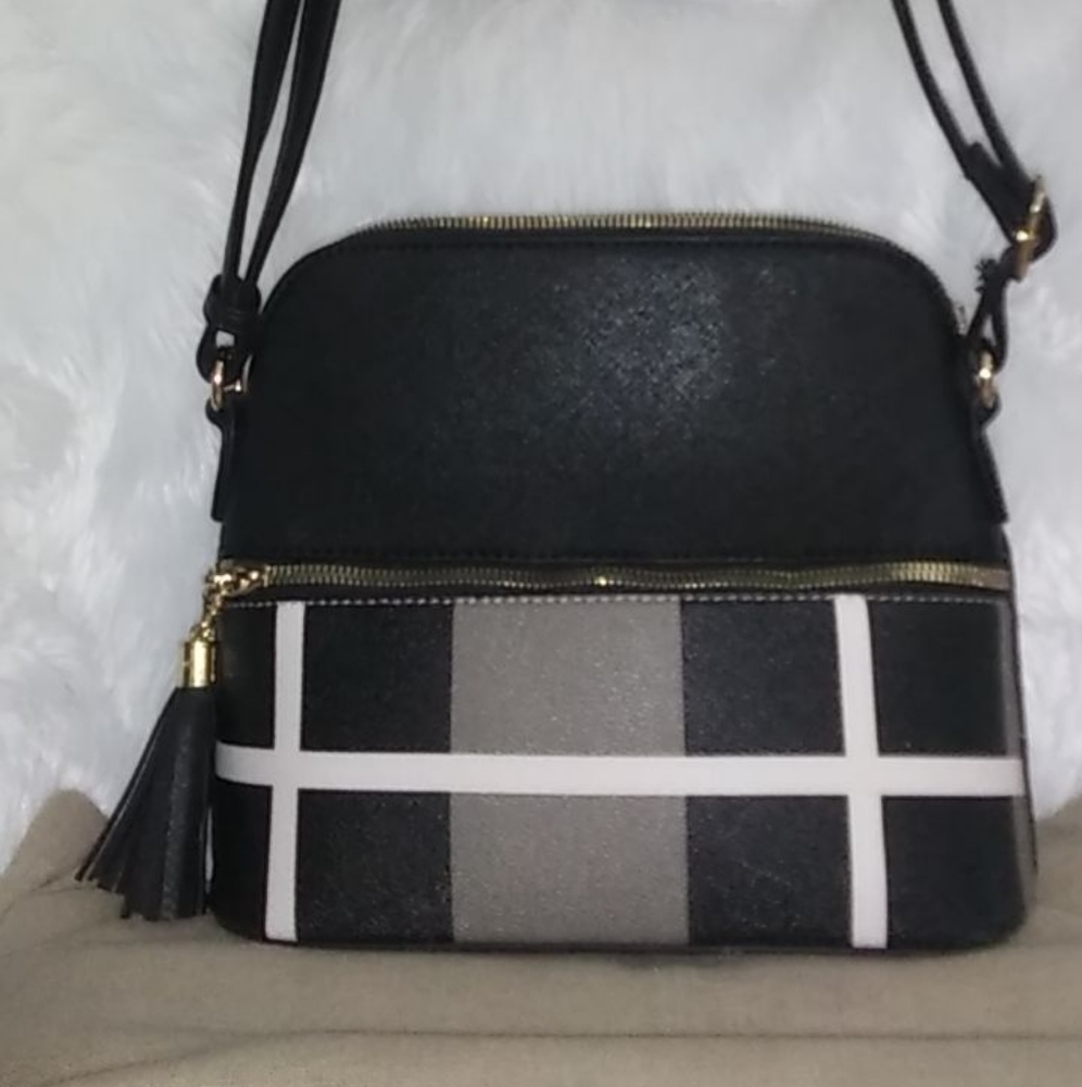 plaid satchel handbag